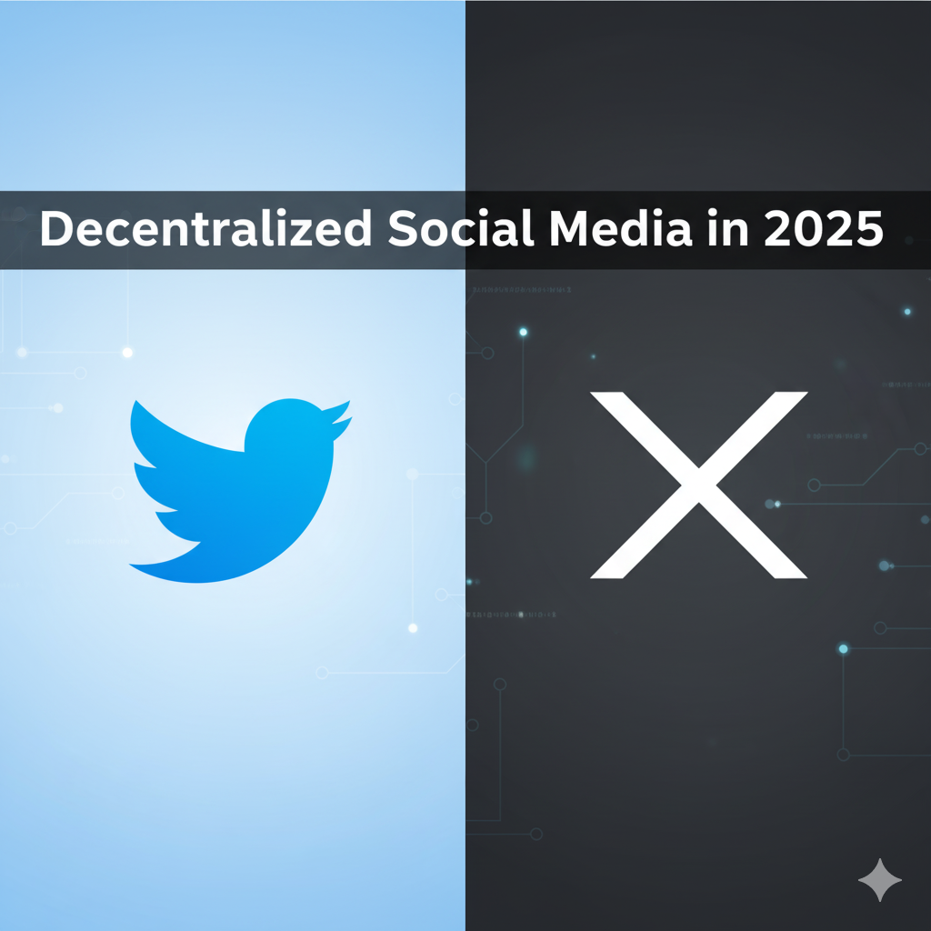 Bluesky vs X 2025 comparison – decentralized social media concept