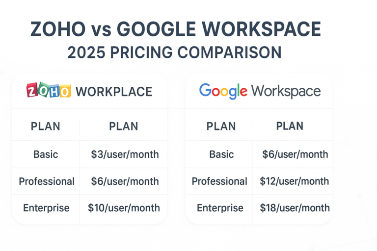 Zoho vs Google Workspace Detailed Pricing, Features & Comparison Guide 2025