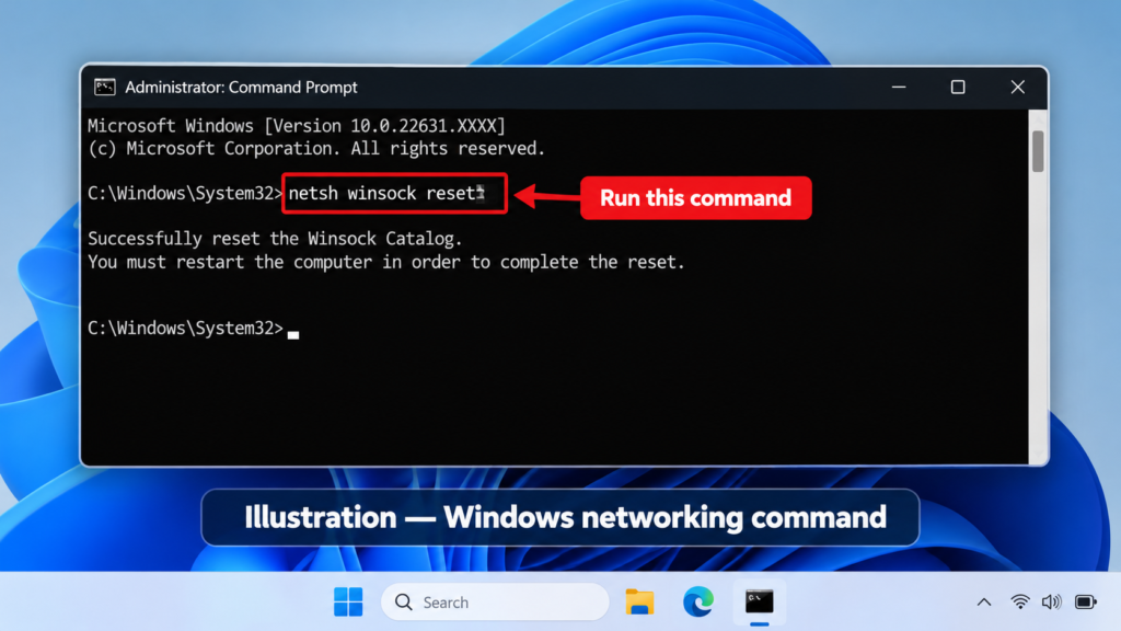 Reset Winsock on Windows